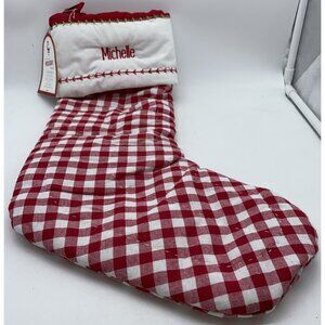 Pottery Barn Kids Michelle Christmas Stocking Checkered Gingham Holiday Quilted